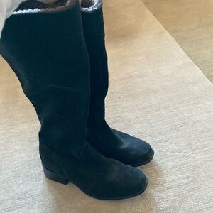 Pajar Couture Collection Waterproof Suede Boots with Shearling, Size 5